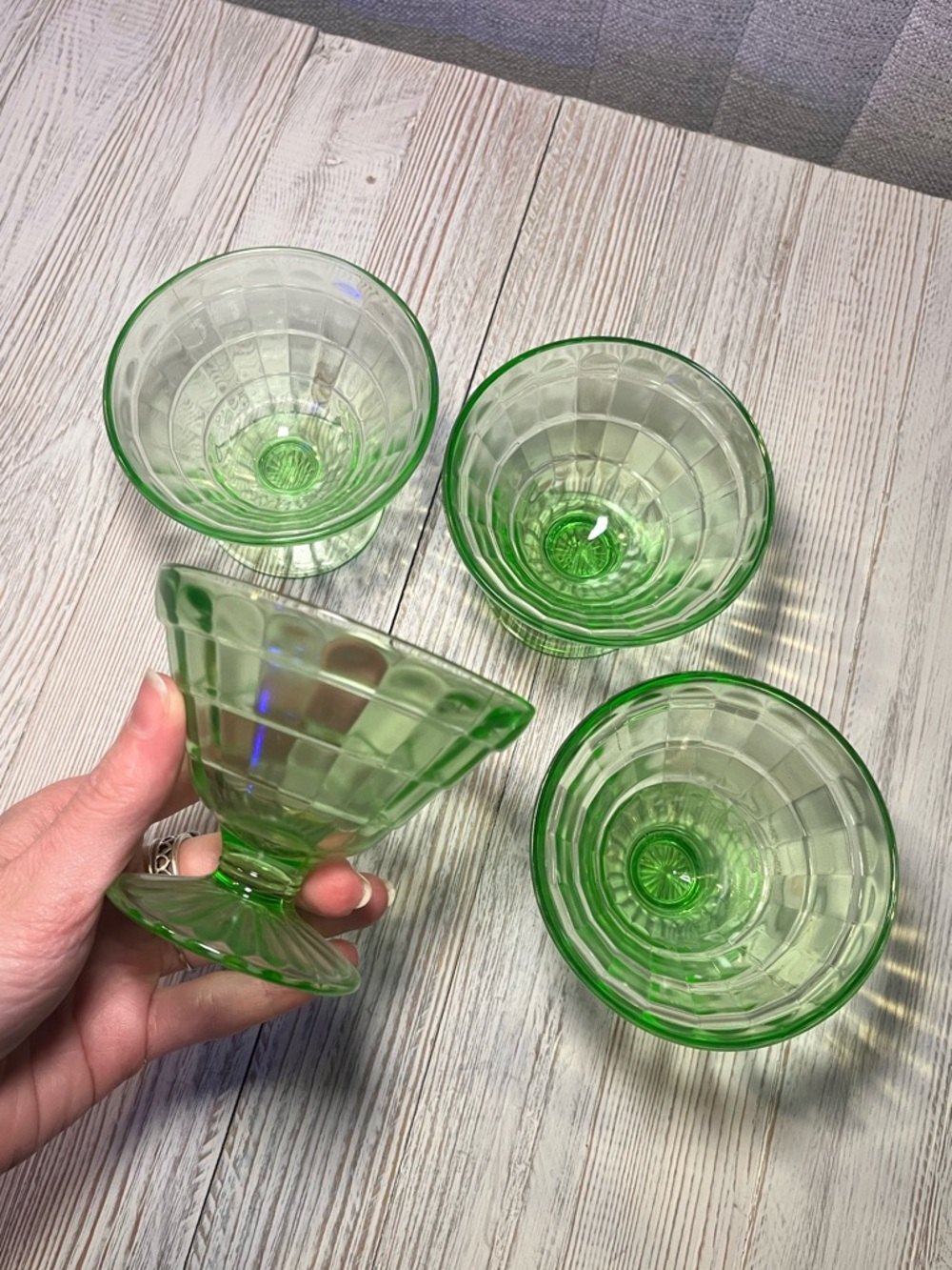 Green URANIUM Glass Dessert Cups - Set of 4
